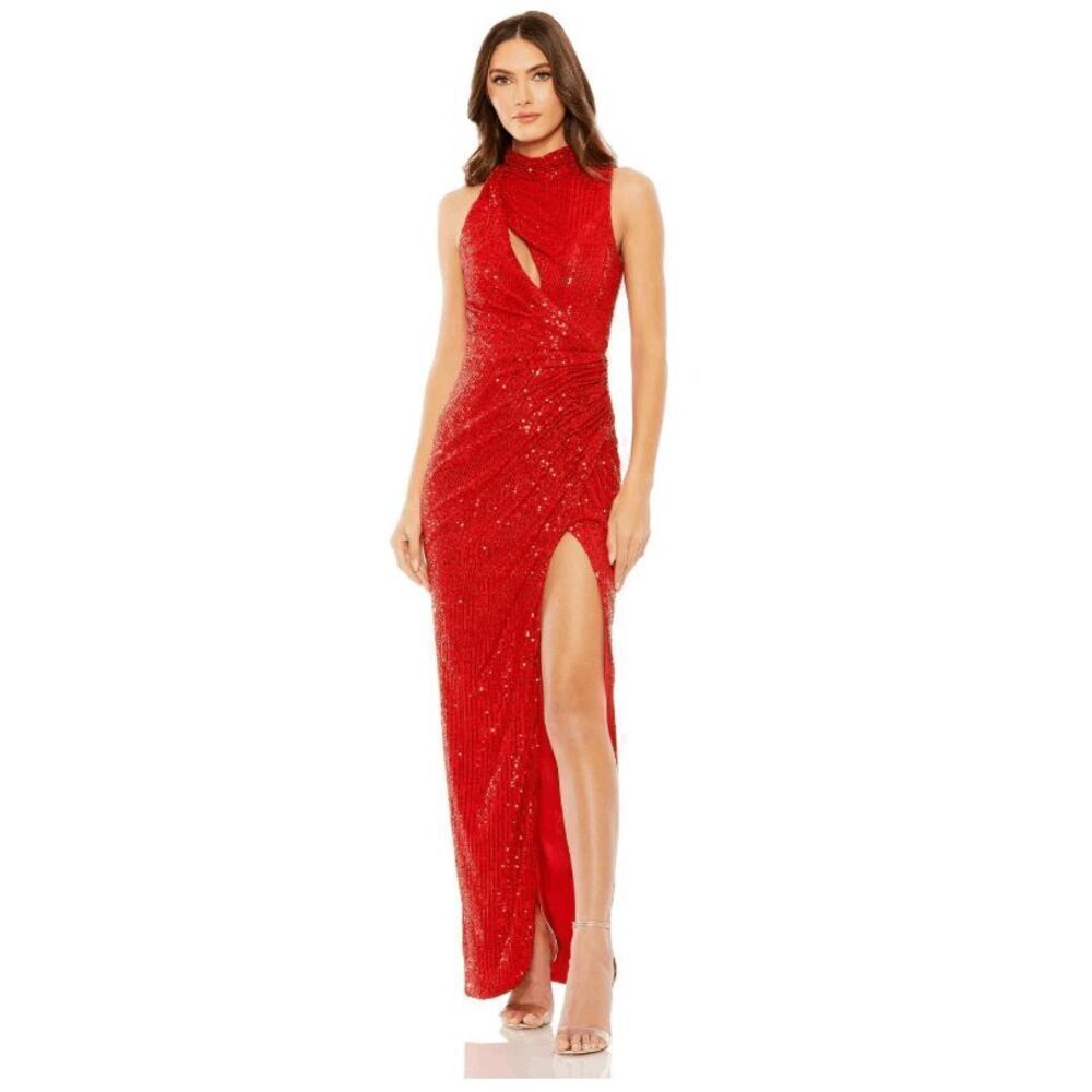 Mac Duggal NWT size 8 red sequin dress style 27183